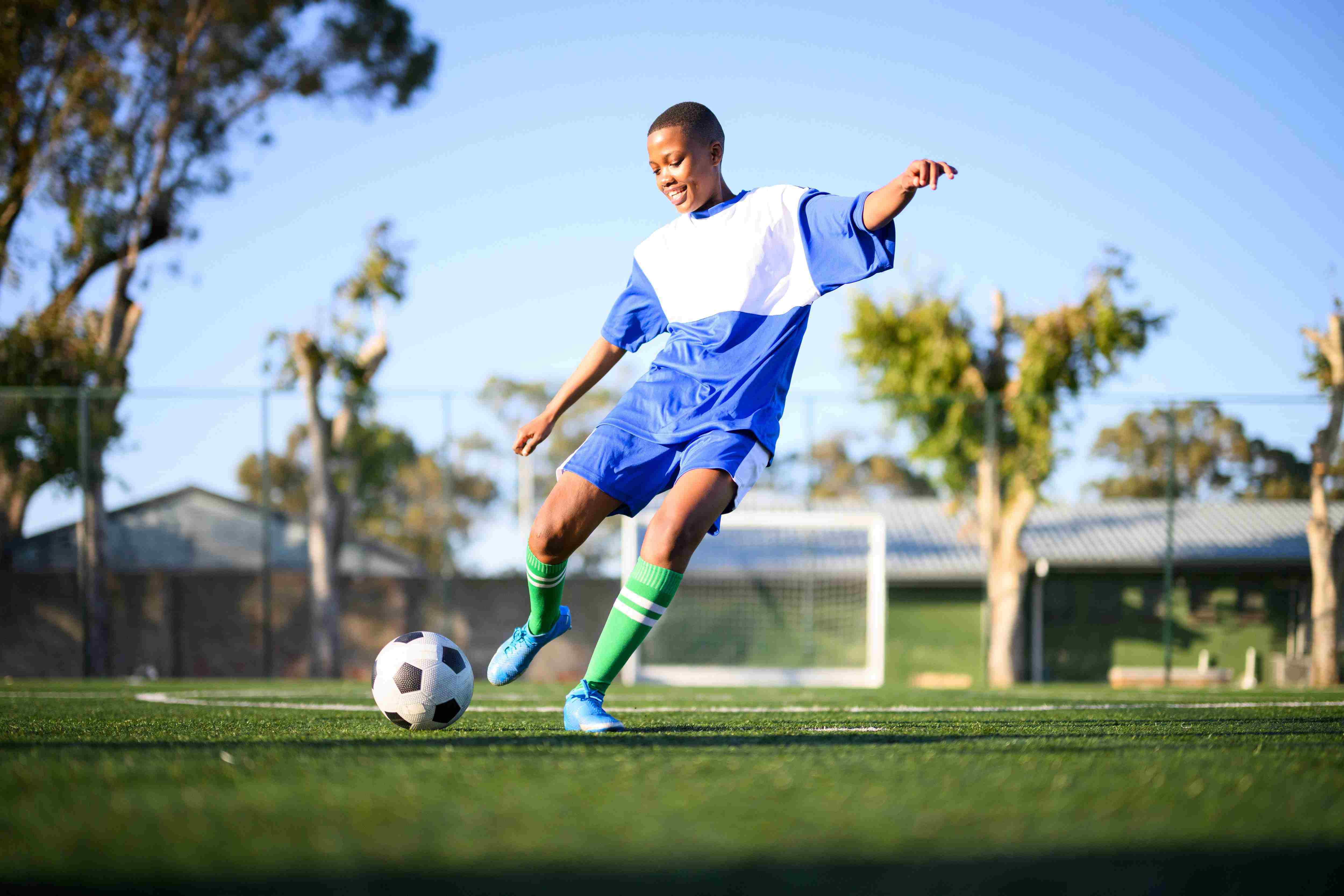Young person playing soccer